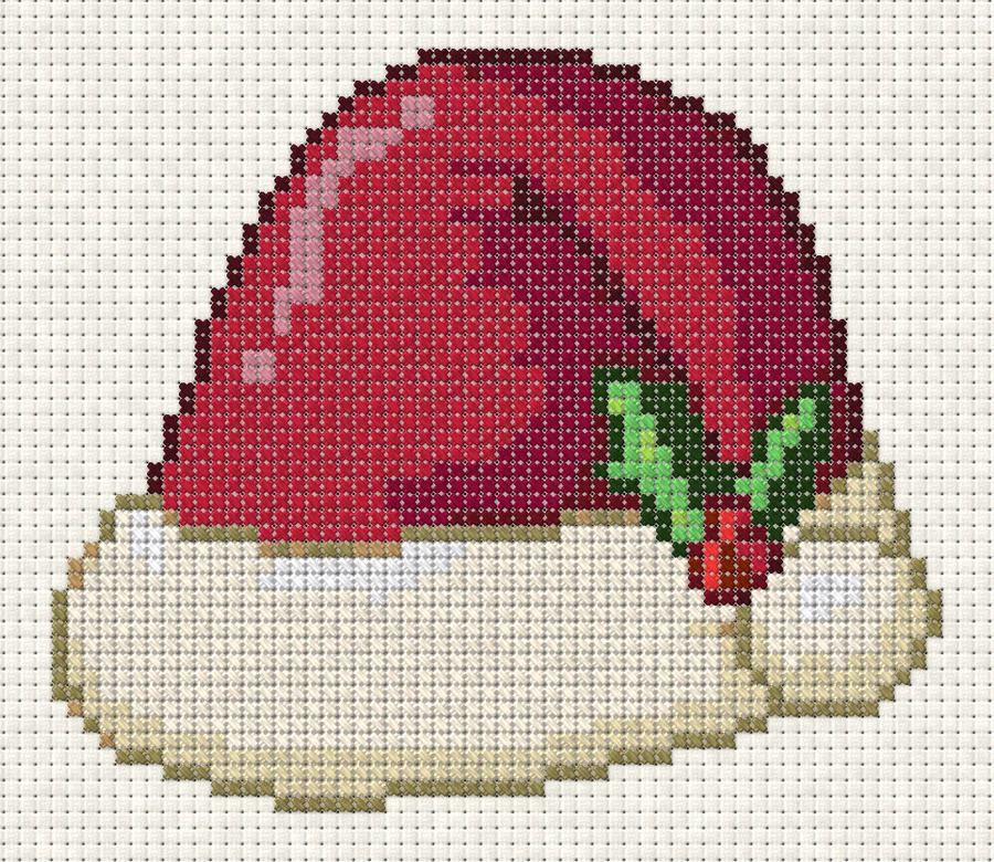 Classic Santa Hat Cross-stitch simulation
