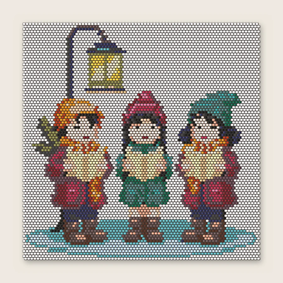 Christmas Carolers Brick stitch simulation