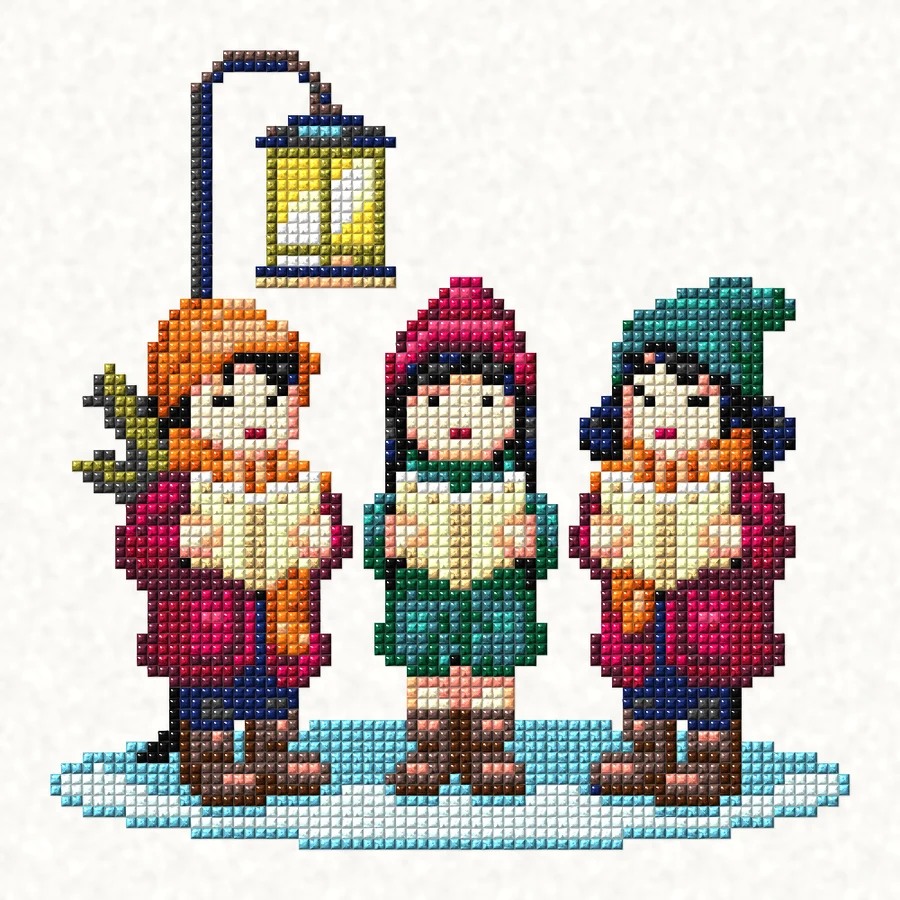 Christmas Carolers Diamond painting simulation