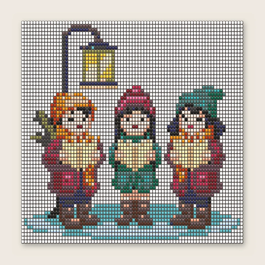 Christmas Carolers Square stitch simulation