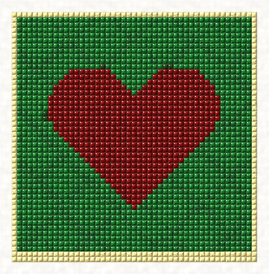 Green Quilted Heart Block Diamond painting simulation