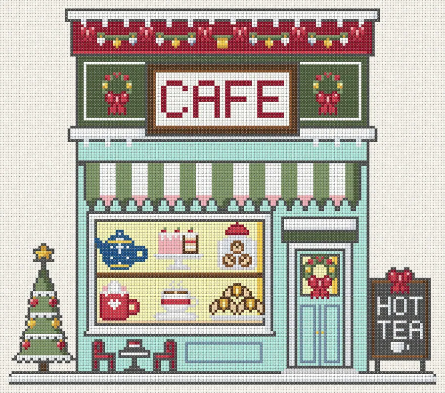Cafe in cross-stitch (computer simulation)