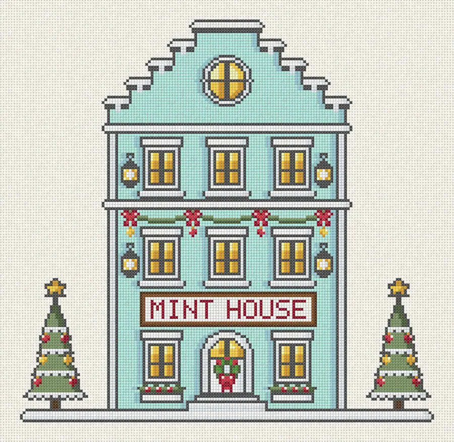 Mint House in cross-stitch (computer simulation)